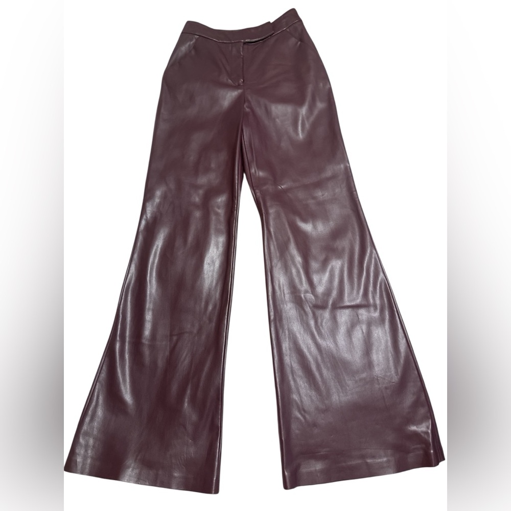 Express Faux Leather Maroon High Rise Flare Trouser Style Pants. Size 2